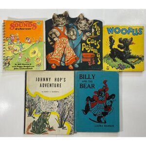 Vintage Children Books: 1932 Cats' Pajamas, Woofus, Johnny Hop's, Billy and Bear